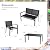 Shintenchi 4 Pieces Patio Furniture Set All Weather Textile Fabric Outdoor Conversation Set, with Glass Coffee Table, Loveseat, 2 Single Chairs for Home, Garden, Lawn, Porch?Black?