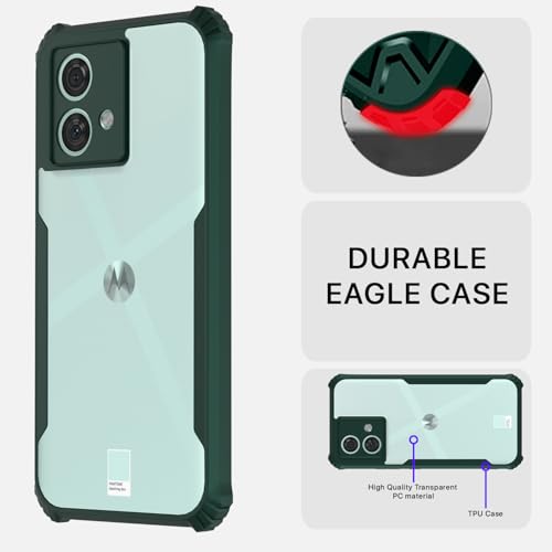 Image of Outlouders Back Cover for Motorola Moto Edge 40 Neo | Ultra Hybrid Transparent | Full Camera Protection | Raised Edge | Crystal Clear Bumper Case (Green)