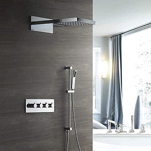 Douche encastrée en cuivre complet avec corps de vanne box et ciel de pluie premium