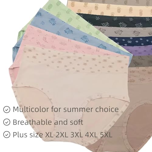 Image of Women's Underwear Plus Size XL-6XL Panties Briefs High Waist Rose Floral Print 6 Pack Undies