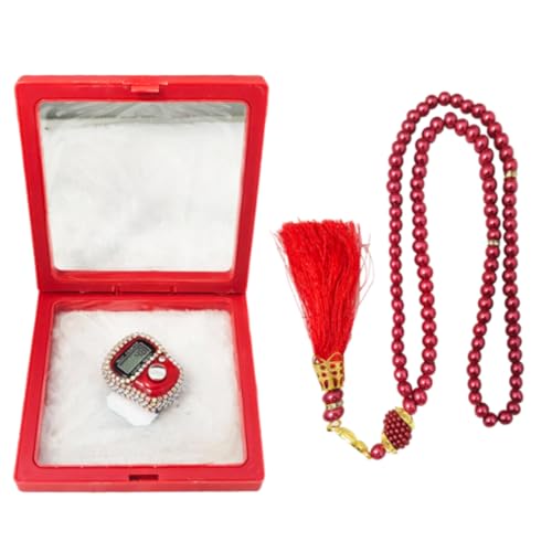 Image of 99 Bead Prayer Counter with Golden and Pearl Accents - Classic Islamic Prayer Beads, Includes Battery, Perfect for Daily Use or Gift(Random Colour)