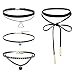 FIBO STEEL Leather Chain Necklace for Women Girls Choker Tassel Necklace Velvet 4PCS