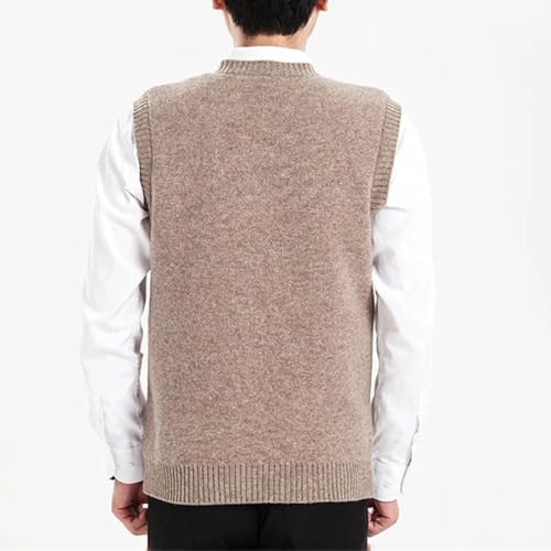 Men’S Thickened O-Neck Knitted Sweater Vest Soft Wool Fleece Cotton Blend Sleeveless Pullover Tank Top2