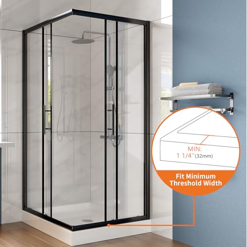 CKB Corner Shower Doors 36\" L x 36\" W x 72\" H. 1/4\"(6mm) ANSI Tempered Glass Thick. Dual Sliding Shower Glass Door, with Easy Clean Coating Matte Black Shower Enclosure - Thumbnail 7