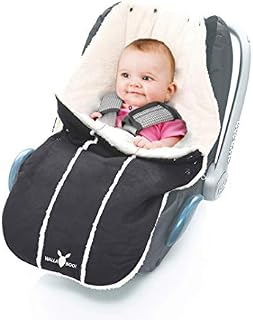 Wallaboo Footmuff Soft Suede and fleece Lining, Recycled Polyester, Universal Fitting, 0 to 12 Months, Toddler, Fits any Stroller & Jogger, Baby sleeping bag for Car seat, Color: Black