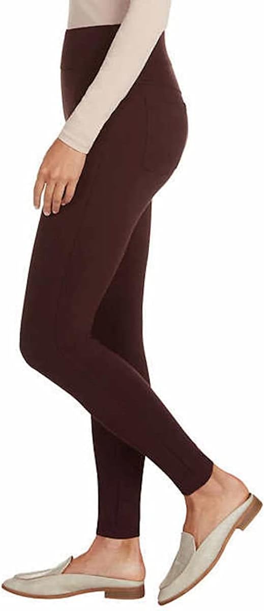 Matty M Women's High Rise Slub Legging with Pockets (as1, Alpha, s, Regular, Regular, Dark Wine)