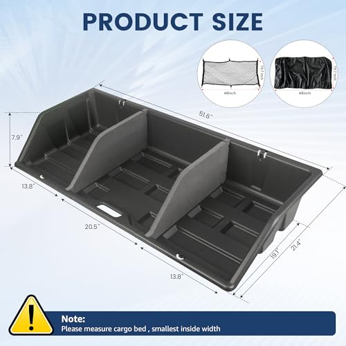 Flyvaroo Full-Size Pickup Truck Cargo Box Organizer, Tail Box Storage Box Compatible with Truck Bed, Divider Truck Organizer with Net and Rain Cover, Black (52 inch)