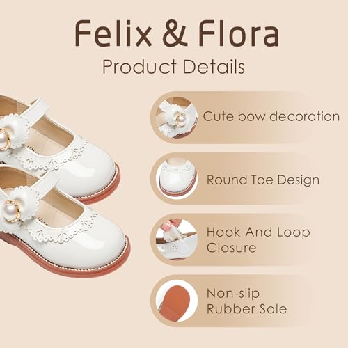 Image of Felix & Flora Toddler Little Girl Princess Dress Shoes-Mary Jane Flats for Girl Party School Shoes