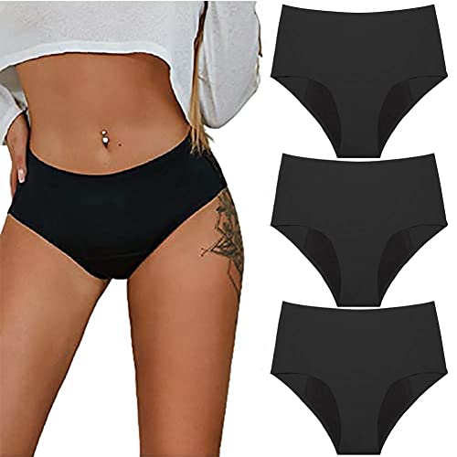 GMSQJ Perioden Unterwäsche Damen Baumwolle Menstruation Unterhosen Postpartum Slips 3er PackBlack-L Cover