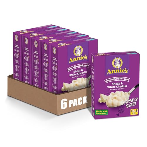 Image of Annie's Shells and White Cheddar, Made with Organic Pasta and Real Cheese, Family Size, 10.5 oz (Pack of 6)