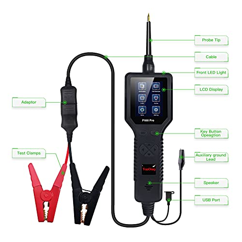 Testador de circuito de carro 9-30v P100 pro autivo 12v 24v Kit de sde circuito de alimentação Multí