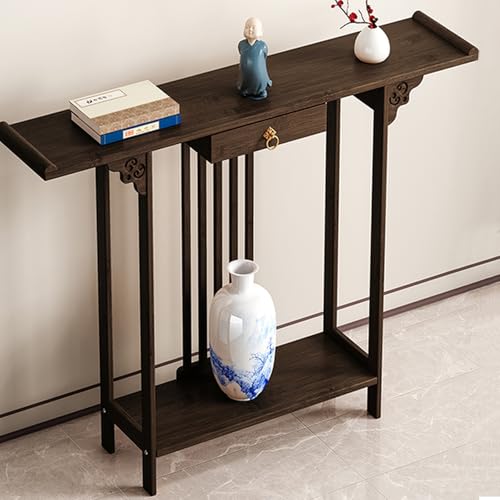 Mesa de entrada moderna para pasillo y salón consola decorativa marrón de 99 cm 2