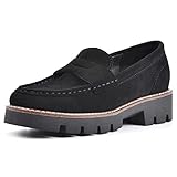 WHITE MOUNTAIN Shoes Women's Gunner Penny Loafer, Black/Suede, 8 M