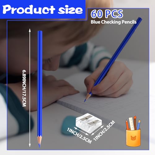 sqzrmdcg 60 Pack Bulk Blue Colored Pencils for Kids, Pre-sharpened Art Pencils Back to School Supplies Set, Drawing Sketching Pencils for Students, Teachers, Classroom - Image 2