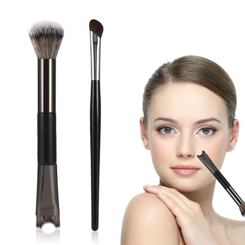 Pennello per il contorno del naso a forma di U, pennello per il trucco a doppia estremità 2 in 1, pennello angolato multifunzione, set di pennelli per ombretto per il naso