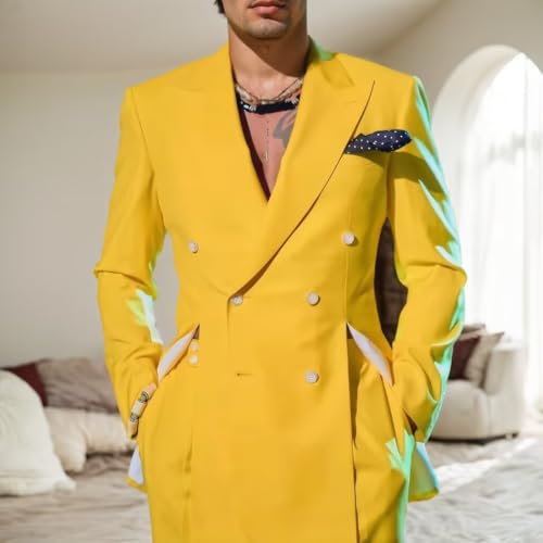 Formal Suits for Men 2 Piece Double Breasted Peak Lapel 4 Button Blazer Suits for Men Solid Tuxedo Party Prom Mens Suit2