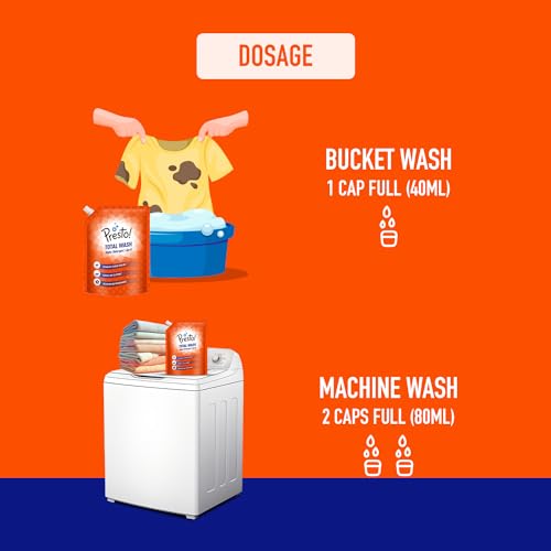 Image of Amazon Brand - Presto! Total Wash Matic Detergent Liquid | 2 Litre | 2L x 2 Packs | Removes Tough Stains | Gentle On Clothes | Refreshing Fragrance | Liquid Detergent For Washing Machine & Hand Wash