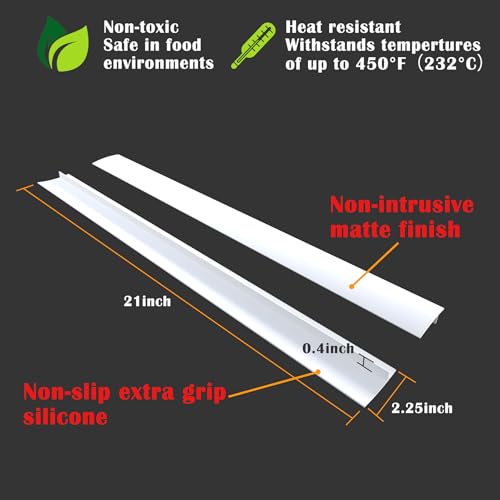 Image of Silicone Stove Counter Gap Cover - 21 Inches Oven Gap Filler 2 Pack Clear | Transparent stove gap covers heat resistant range side counter gap filler seals spills between kitchen appliances, stovetop