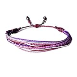 Multistrand String Beach Bracelet with Hematite Stones in Eggplant, Purple, Orchid, Lavender and Metallic Silver for Men and Women: His and Her Love Rope Bracelet for Couples by Rumi Sumaq