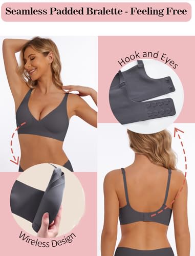Image of Deep V Bra Low Cut Sexy Push Up Bralettes for Women Padded Comfy Smoothing Wireless Lifting Bras Seamless Bralette