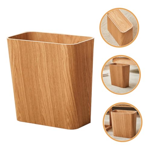 Caneca de basura rectangular de madera Caqui miniatura 5