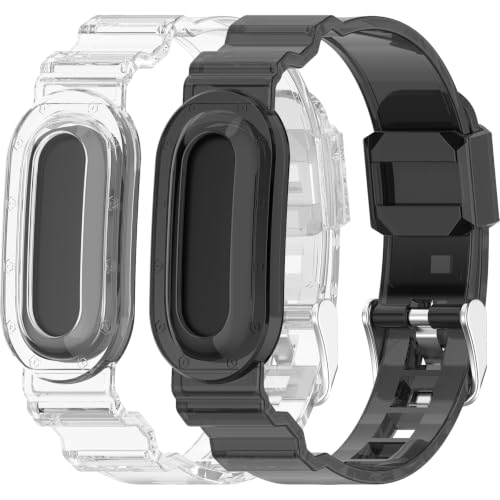Miimall (�~�C���[��) �X�|�[�c�o���h 2�p�b�N Google Fitbit Air�p �h�� �h�� ���ŒʋC���̂�������p�P�[�X�o���h ���� �N���X�^�� ���߉\ TPU�X�g���b�v �o���p�[�P�[�X Fitbit Air�p �j�����p
