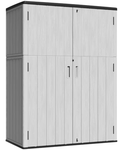 Image of KINYING Outdoor Storage Shed,57Cu.ft Resin Vertical Outdoor Storage Cabinet