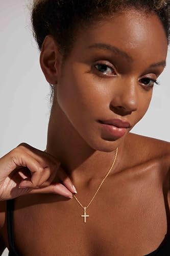 Cross Necklace for Women - Dainty Necklaces Trendy Small 14K Gold Plated Hypoallergenic Infinity Crown Cross Cubic Zirconia Pendant Box Rope Chain Necklace for Women Non Tarnish Jewelry Gift