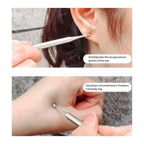 Starvway Dual Head Facial Reflexology Tools Stainless Steel Manual Acupuncture Pen Portable Body Point Probe Massage Tool Self-Massage Acupressure Bar 150mm - Image 4