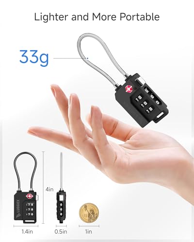Image of LUGGEX TSA Locks for Luggage, Suitcase Locks TSA Approved, Luggage Locks, Gift Box, Ease of Use & Durable(Silver Cable,2 Pack)