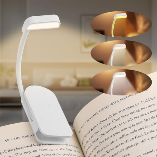 ABOHU Luz de Lectura, Luz Para Leer Libros en La Cama USB Recargable de 360° Flexible, 9 LED Lampara para Leer en La Cama, 3 Colores de Protección Ocular & Regulable, para Lectores Noche (Blanco)