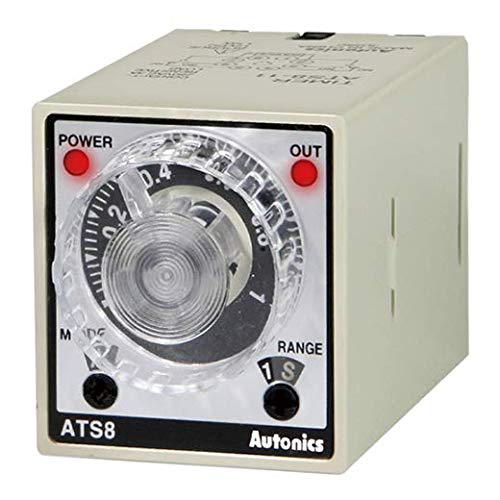AUTONICS ATS8-41 0.1 Second - 10 Hour TIME Range, 100-240 VAC Supply, 38 X 42 MM, 50/60 HZ, 8 PIN Plug Type, ATS Series, DPDT OR SPDT, Multi-Function Timer, Selectable TIME Range, with Free Power