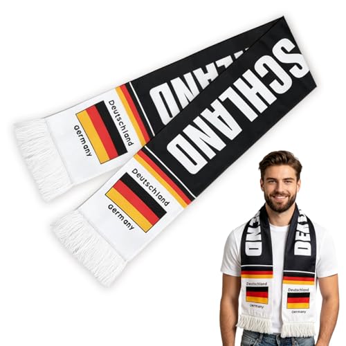HHDESHSL Deutschland Schal Fussball WM 2026 Deutschland Schal mit Fransen Fußball Fanschal Deutschland Fanschal Unisex für Stadionbesuche und Nationalmannschaft Unterstützung
