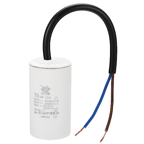 PATIKIL CBB60 10uf Running Capacitor,1Pcs AC 450V 2 Wires 50/60Hz Cylinder 64x35mm for Water Pumps, Washing Machines Motor Start