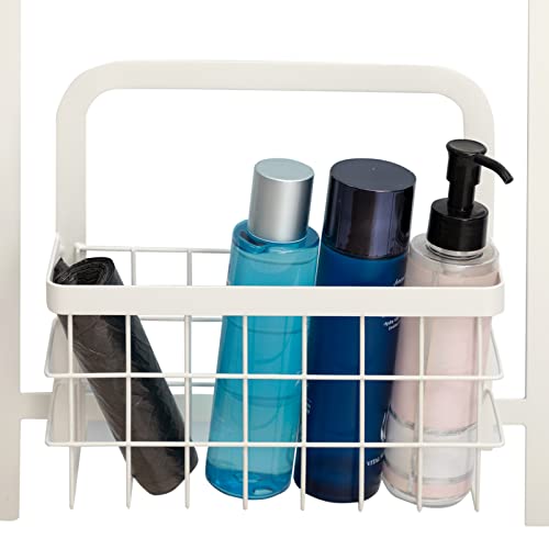 DOEWORKS Washing Machine Magnetic Storage Rack for Toilet, Metal Washroom Machine Side Magnetic Suction Storage Holders, Washing Accessories Storage Rack for Small Space in Toilet, White