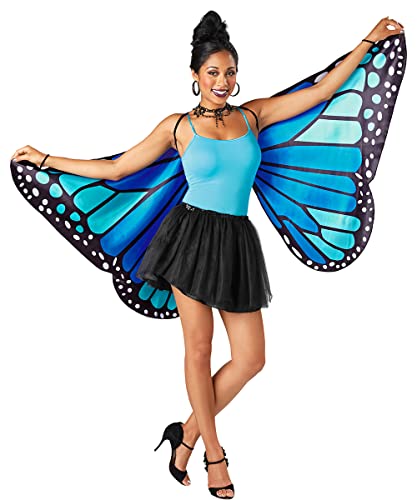 Seasons Adult Monarch Butterfly Cape Wings Halloween Cape One Size for Women Blue