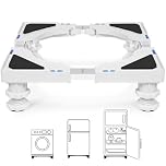 Humagineer Washing Machine Base with 4 Feet, Max Load 200 kg, Washing Machine Stand, Height Adjustable from 10-12.5 cm, Tumble Dryer Stand, Base for Washing Machine, Fridge, Household Appliance, White