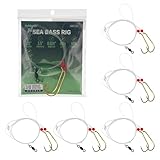 Xubbwov Sea Bass Rigs, Hand-Tied 6-Pack Hi-Lo 2-Drop Saltwater Fishing Rigs with...