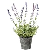 Lavender Flowers Artificial Lavender Decor Fake Lavender Plant in Rustic Metal Pot Faux Plants in Po