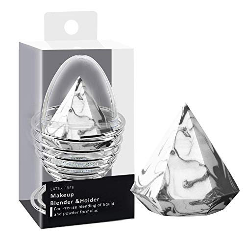 Makeup Sponge Set Beauty Foundation Blending Sponge, Flawless for Foundations, Powders & Creams with 1 Beauty Sponge Travel Case +1 Sponge Holder Stand, Diamond Shape