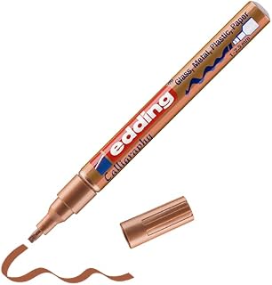edding 753 gloss paint marker calligraphy - copper - 1 paint marker - calligraphy nib 1-2.5 mm - for glass, stone, plastic, paper - waterproof, highly opaque - bullet journals, hand lettering