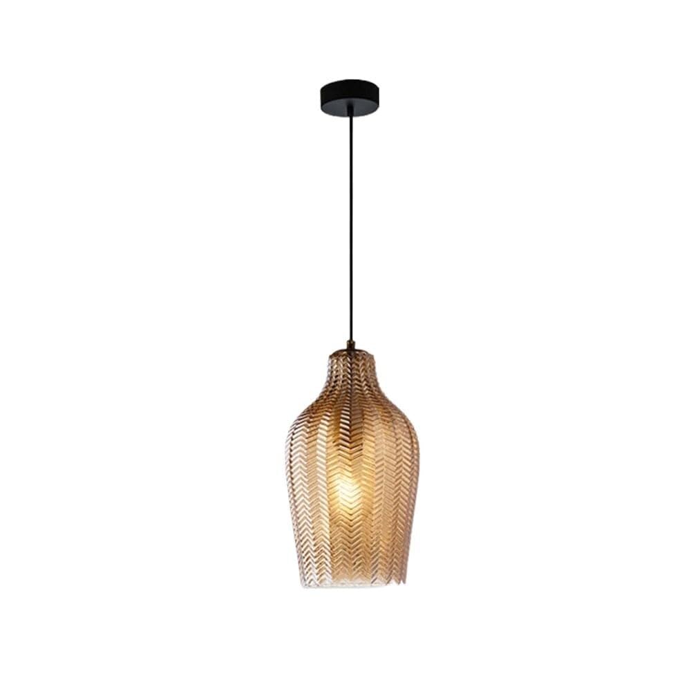 Suspension en verre ambré 18x31 cm style nordique pour îlot de cuisine