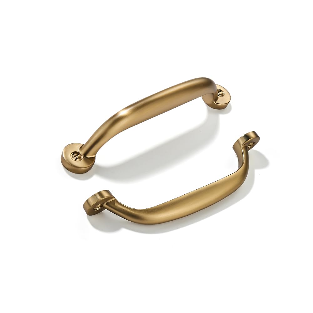 Khtumeware - 80338 Brushed Brass Cabinet Pulls CTC 4 in (102 mm) 10 Pack