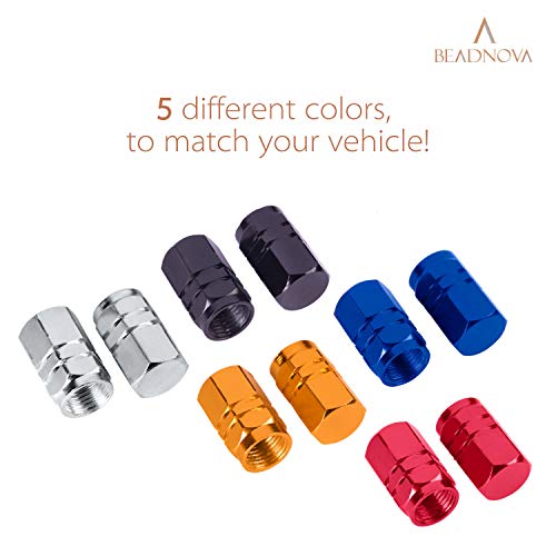 Beadnova Valve Stem Caps Aluminum Chrome Caps For Tires Valve Caps (12Pcs Pack,Black) #TOP2