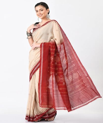 Image of Nuapatna Cotton Saree of Odisha Ikkat Orissa Traditional Handloom Sari | Bomkai | Pata | Nuapatana | sambalpuri saree | khandua patta sare | without Blouse S6