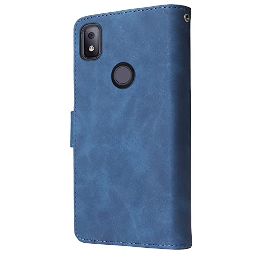 Coque portefeuille T-Mobile Revvl 4 pour femme bleu avec verre Asuwish - 6