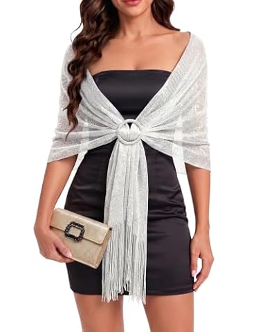 LOMON Womens Shawls and Wraps for Evening Dresses Metallic Glitter Scarf — $16.99 (15% off)