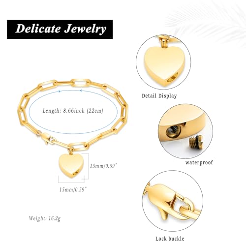 Cremation Urn Bracelet Keepsake Jewelry, Stainless Steel Heart Memorial Urn Bracelet Bangle Cremation Keepsake Jewelry for Ashes2