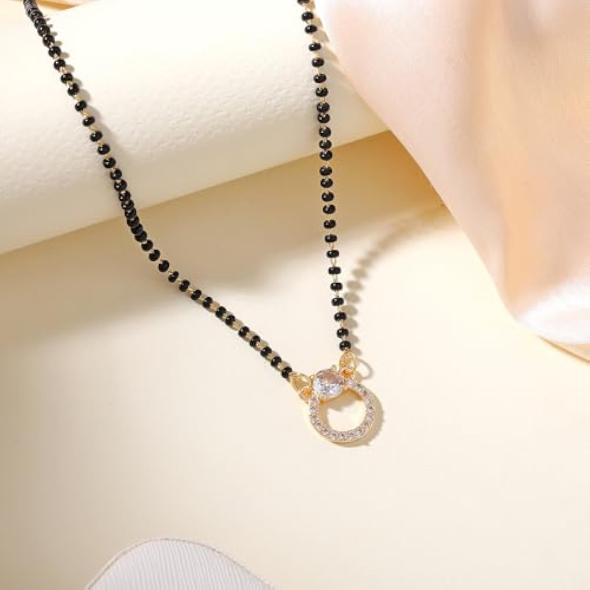 Women's Gold Plated Opulent Circular Pendant Mangalsutra