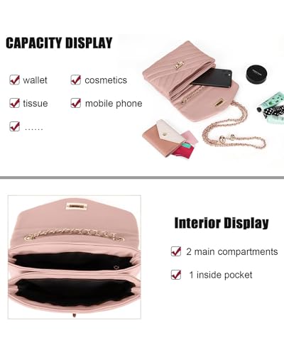 Image of LAVTUG Quilted Crossbody Bag for Women Small Flap Purse with Gold Chain | Faux Leather, Elegant Designer Shoulder Handbag, Everyday Use